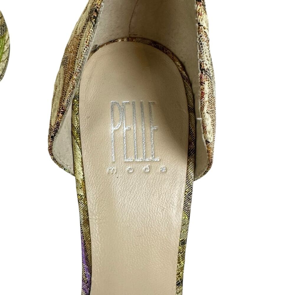 Pelle Moda Metallic Peep Toe Rhinestone Heels Leather Size 8 - Picture 6 of 9
